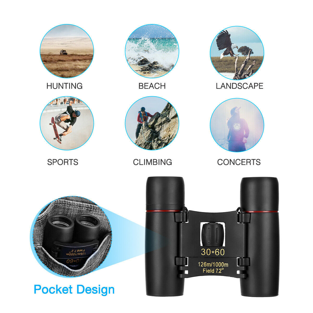 Compact 30x60 Zoom Binoculars for Hiking & Bird Watching - Image 6